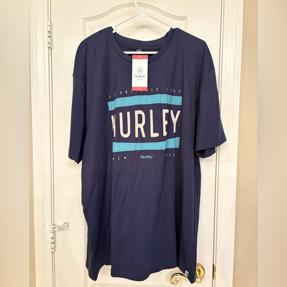 New Hurley Dark Blue Graphic Tee NWT
